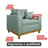 Kit 2 Poltrona Sofa Benny Linho Cinza com Almofada Base de Madeira Castanho - Arkell - 5