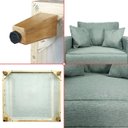 Ver imagem 7 de Kit 2 Poltrona Sofa Benny Linho Cinza com Almofada Base de Madeira Castanho - Arkell