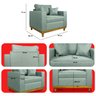 Kit 2 Poltrona Sofa Benny Linho Cinza com Almofada Base de Madeira Castanho - Arkell - 9