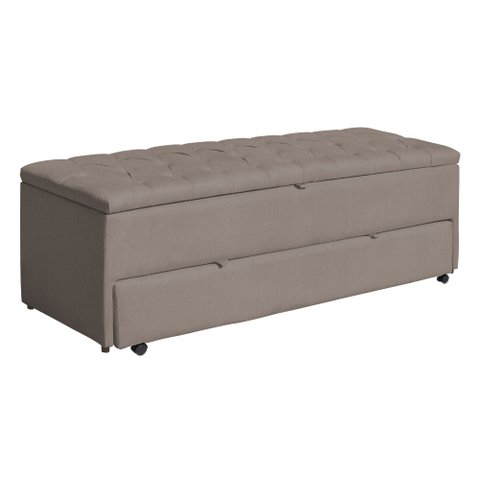 Calçadeira Baú Sapateira Casal Queen 160cm Ayla Suede Capitonê - Estopar Ayla 160cm Suede Cappuccino