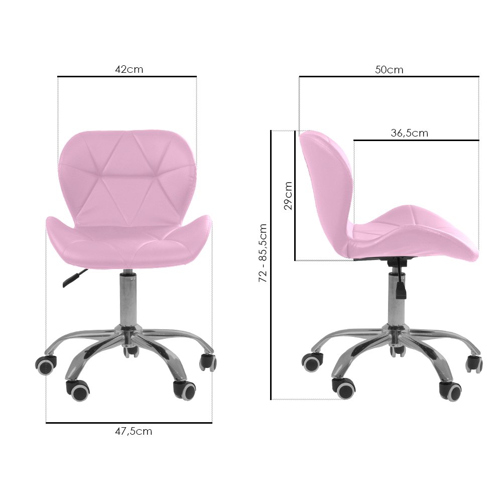 Cadeira Office Eiffel Slim Ajustável Base Giratória - Rosa - 5