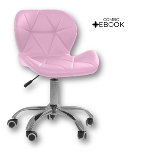 Cadeira Office Eiffel Slim Ajustável Base Giratória - Rosa + E-book
