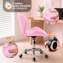 Ver imagem 4 de Cadeira Office Eiffel Slim Giratória Base Cromada com Rodízios e Ajuste de Altura Rosa
