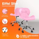 Ver imagem 3 de Cadeira Office Eiffel Slim Giratória Base Cromada com Rodízios e Ajuste de Altura Rosa