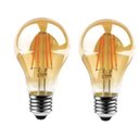 Ver imagem 1 de Kit 2x Lâmpada Filamento Led A60 Retrô Vintage Âmbar Bivolt