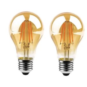 Kit 2x Lâmpada Filamento Led A60 Retrô Vintage Âmbar Bivolt