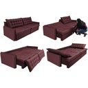 Ver imagem 7 de Sofá Sem Caixa Retrátil Reclinável 2.50m Cama inBox Versátil com Pillow Top e Molas Velusoft Vinho