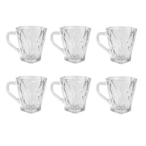 Conjunto 6 Xícaras de Chá com Pires 170ml Transparente Café