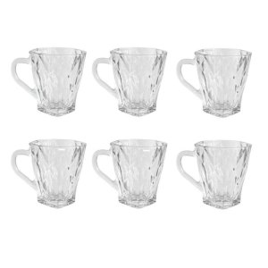 Conjunto 6 Xícaras de Chá com Pires 170ml Transparente Café