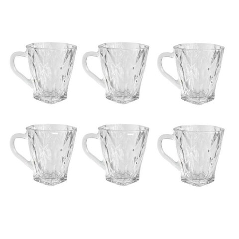 Conjunto 6 Xícaras de Chá com Pires 170ml Transparente Café