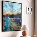 Ver imagem 1 de Quadro Decorativo Abstrato Mármore Azul Profundo em Moldura Caixa Tacolado Moldura Trad 1cm Branca C