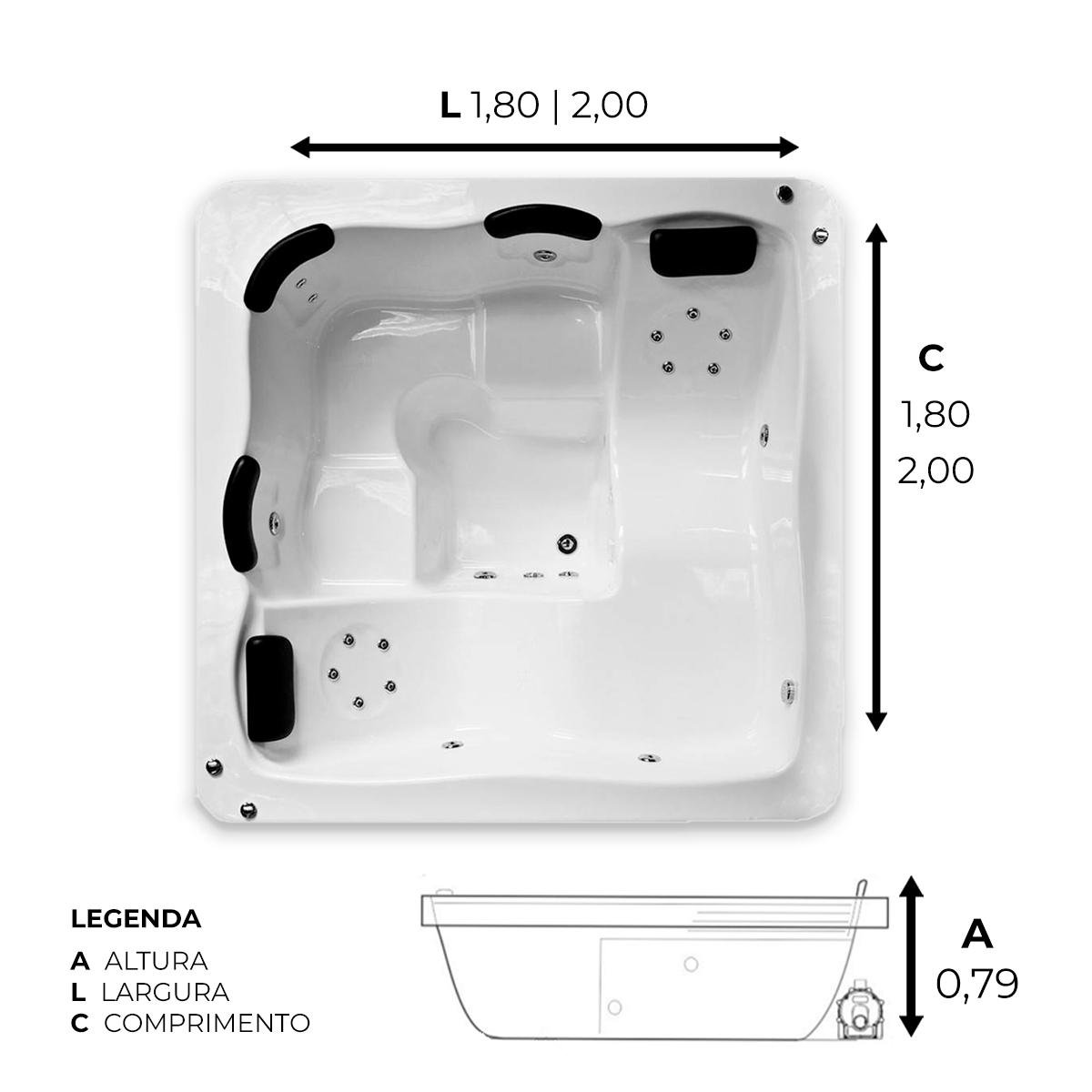 Spa Quadrado Nova Iorque Completo com Hidro em Acrílico - 2