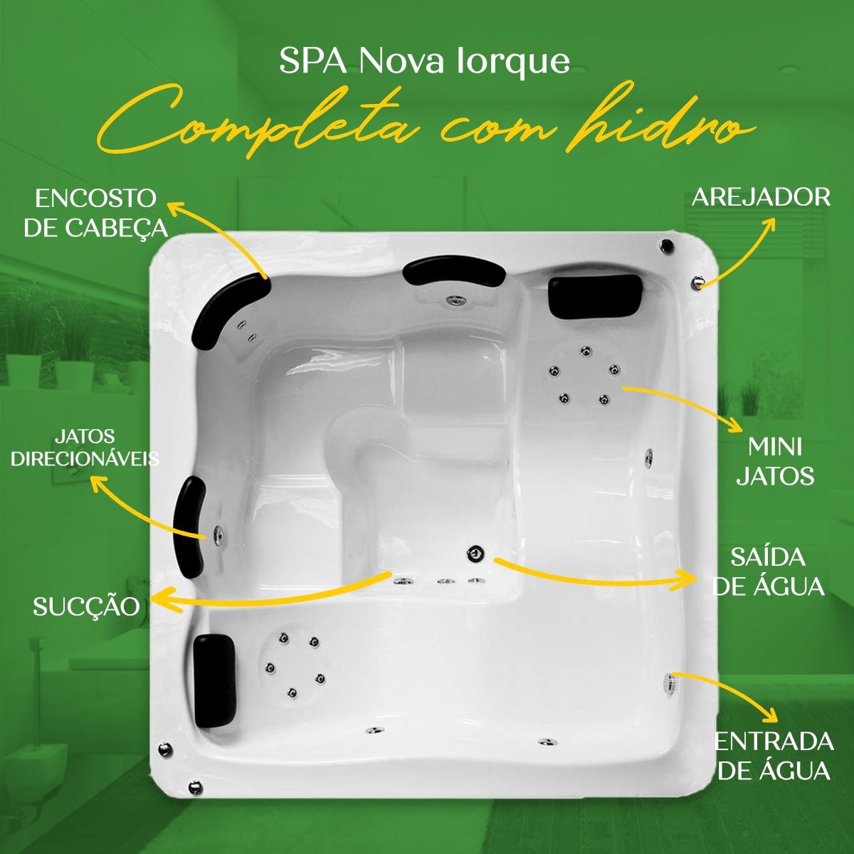 Spa Quadrado Nova Iorque Completo com Hidro em Acrílico - 4