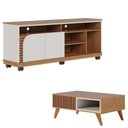 Ver imagem 1 de Rack Bancada Jurerê 1.5 Freijó Off White Matte com Mesa de Centro Jeri Freijó Off White- Colibri