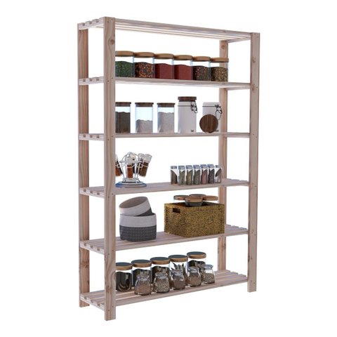 Estante Madeira Pinus para Sala Cozinha Lavanderia Escritóri Technox Marrom