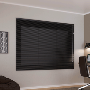 Persiana Horizontal 25mm Alumínio Crisdan sem Furos Aparente Largura 1,20 X 1,00 Altura Preta