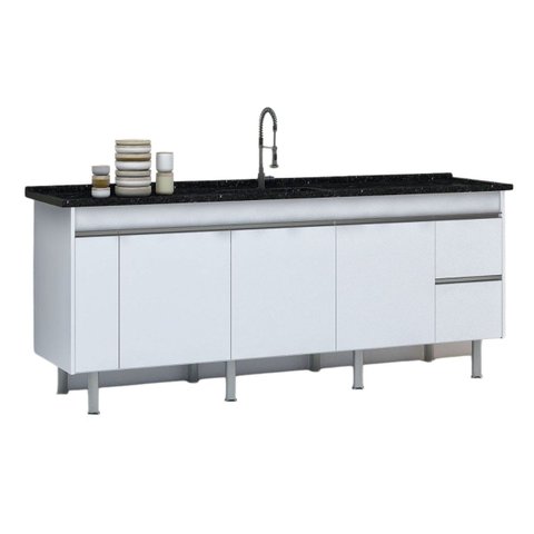 Gabinete para Cozinha 1,94 M em Mdf com 6 Pés Resistente:branco