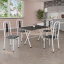 Ver imagem 1 de Conjunto de Mesa Sala de Jantar com 4 Cadeiras Lívia Branco/Preto