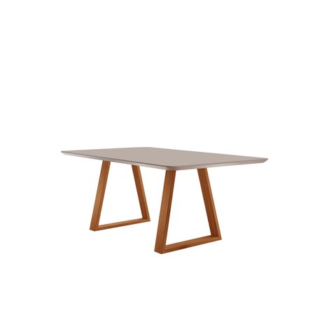 Mesa de Jantar Viena Madeira Maciça 160x90cm Tampo Retângular Vidro Móveis Minas Off White