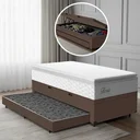 Ver imagem 2 de Cama Box Baú com Colchão de Molas Ensacadas Pillow Top Flora + Auxiliar Unique Solteiro 88cm