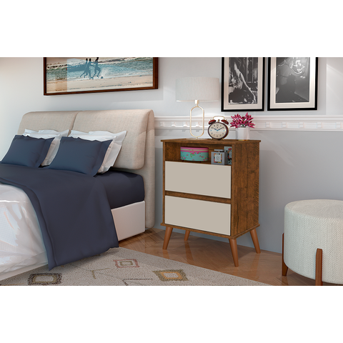Mesa de Cabeceira Onix Retro- Freijó Off White