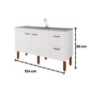 Ver imagem 5 de Gabinete de Cozinha 154cm Madeira Balcão Branco 100% MDF Pia:Branco Brilho