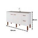 Ver imagem 5 de Gabinete de Cozinha 154cm Madeira Balcão Branco 100% Mdf Pia:branco Brilho