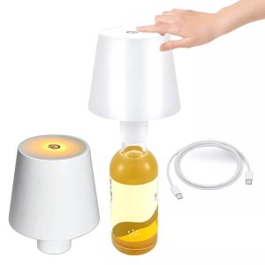 Luminaria Abajur Garrafa Recarregavel Led Mesa Quarto Sala Escrivaninha Iluminaçao Ajustavel 3 Tons 