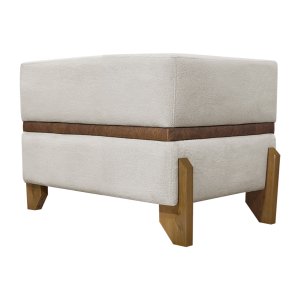Puff Recamier Kodama para Cama de Solteiro 50cm Bouclé Cores Pé Castanho