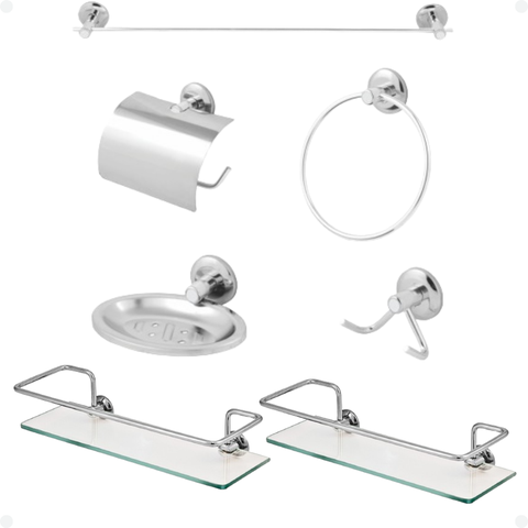Kit Acessórios Banheiro Ictus Luxo Banheiro 7 Peças Único
