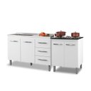 Ver imagem 7 de Kit Balcão Bianca para Pia 118cm + Balcão para Cooktop Jade 4 Bocas Branco