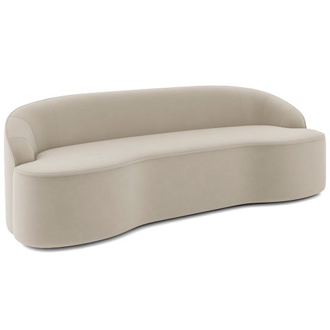 Sofá 5 Lugares Curvo Sala de Estar Living Lótus D02 Veludo Bege 300 cm C-309 - Lyam Lyam Decor