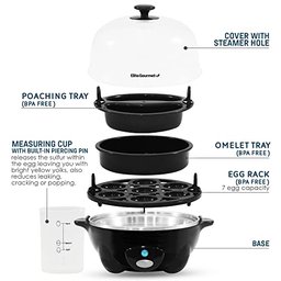 Elite Gourmet Cozedor de Ovos Elétrico 7 Ovos com Desligamento Automático (preto) - 3