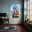 Ver imagem 2 de Quadro Decorativo Santa Bárbara Mártir Cristã - 70x50cm:moldura Branca