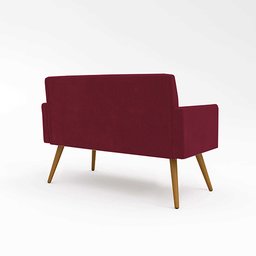 Sofá Namoradeira Pés Palito Sala, Quarto - Balaqui Decor Cor:Marsala - 3