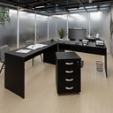 Ver mais imagens de Conjunto Mesa de Escritório Conexão em L e Gaveteiro Volante 4 Gavetas 140cm Preto