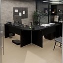 Ver imagem 5 de Conjunto Mesa de Escritório Conexão em L e Gaveteiro Volante 4 Gavetas 140cm Preto