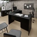 Ver imagem 6 de Conjunto Mesa de Escritório Conexão em L e Gaveteiro Volante 4 Gavetas 140cm Preto