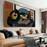 Quadro Decorativo Pablo Picasso Natureza Com Bandolim E Bolo:120x80 cm/PRETA - 1