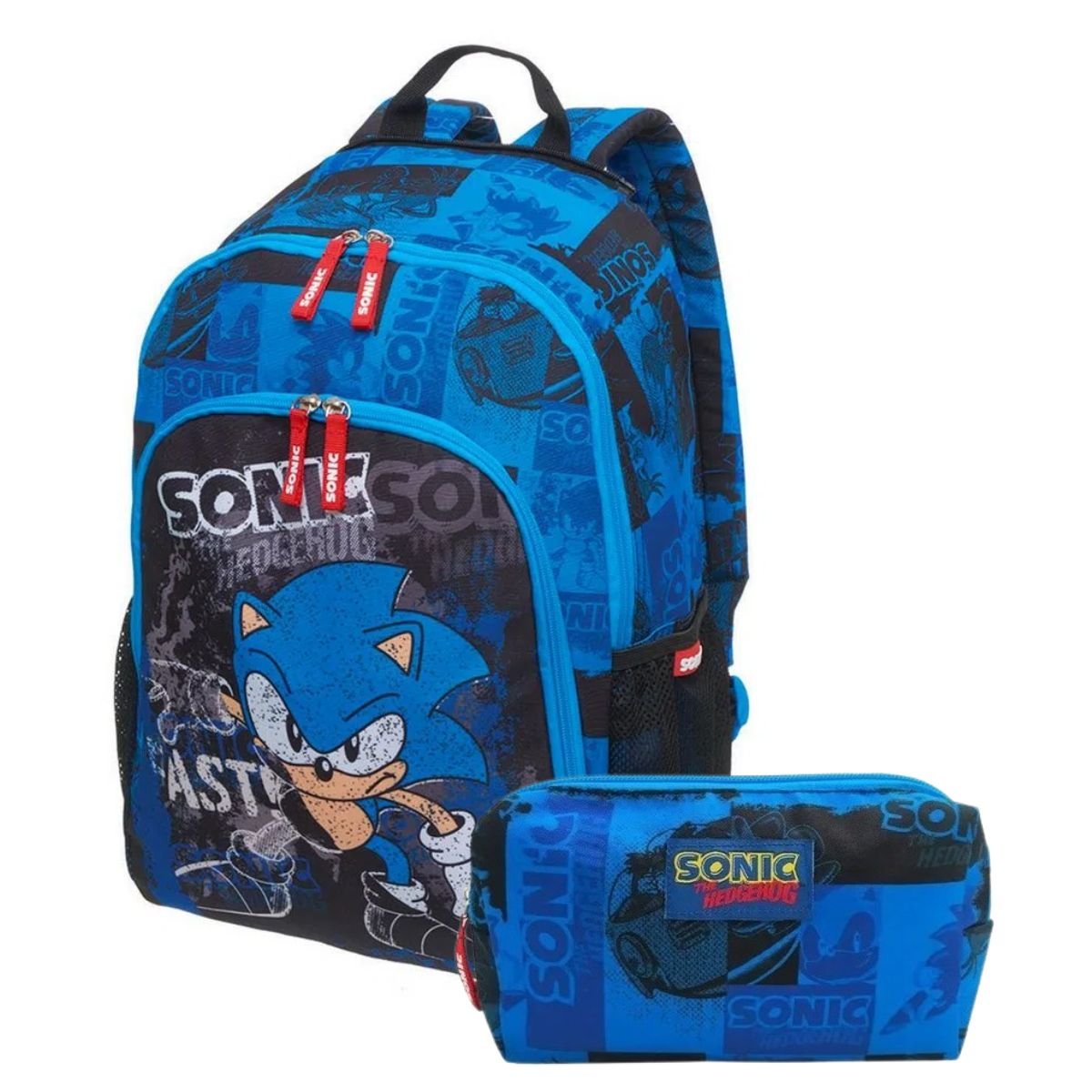 Kit Sonic Mochila Sonic Hoodie + Estojo Sonic Uup Pacific