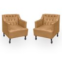Ver imagem 1 de Kit 2 Poltronas para Sala de Estar Clássica Confortável e Reforçada Suede Elizabeth:capuccino