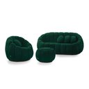 Ver imagem 1 de Sofá 2 Lugares com Puff e Poltrona Giratória Orgânica Cloud Bouclê Verde E03 - D’Rossi