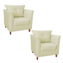 Ver imagem 1 de Conjunto 02 Poltrona Cadeira Decorativa Isis Clinica Escritório Suede Bege - LM DECOR