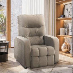 Poltrona do Papai Reclinável Maldivas Suede Bege Marfim Plus - Star Confort - 1