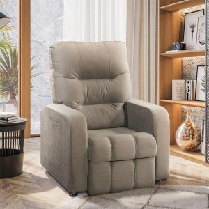 Poltrona do Papai Reclinável Maldivas Suede Bege Marfim Plus - Star Confort