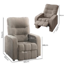 Poltrona do Papai Reclinável Maldivas Suede Bege Marfim Plus - Star Confort - 9