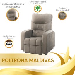 Poltrona do Papai Reclinável Maldivas Suede Bege Marfim Plus - Star Confort - 10