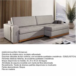 Sofá Retrátil 2,40m Donaire Estofados MobyCasa Cinza - 2