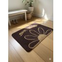 Ver imagem 2 de Tapete Frufru Bem-vindo Floral Marrom com Dourado Antiderrapante Lavável na Máquina 70x50