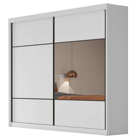 Guarda Roupa Casal Belmonte 2 Portas 8 Gavetas Neve com Espelho